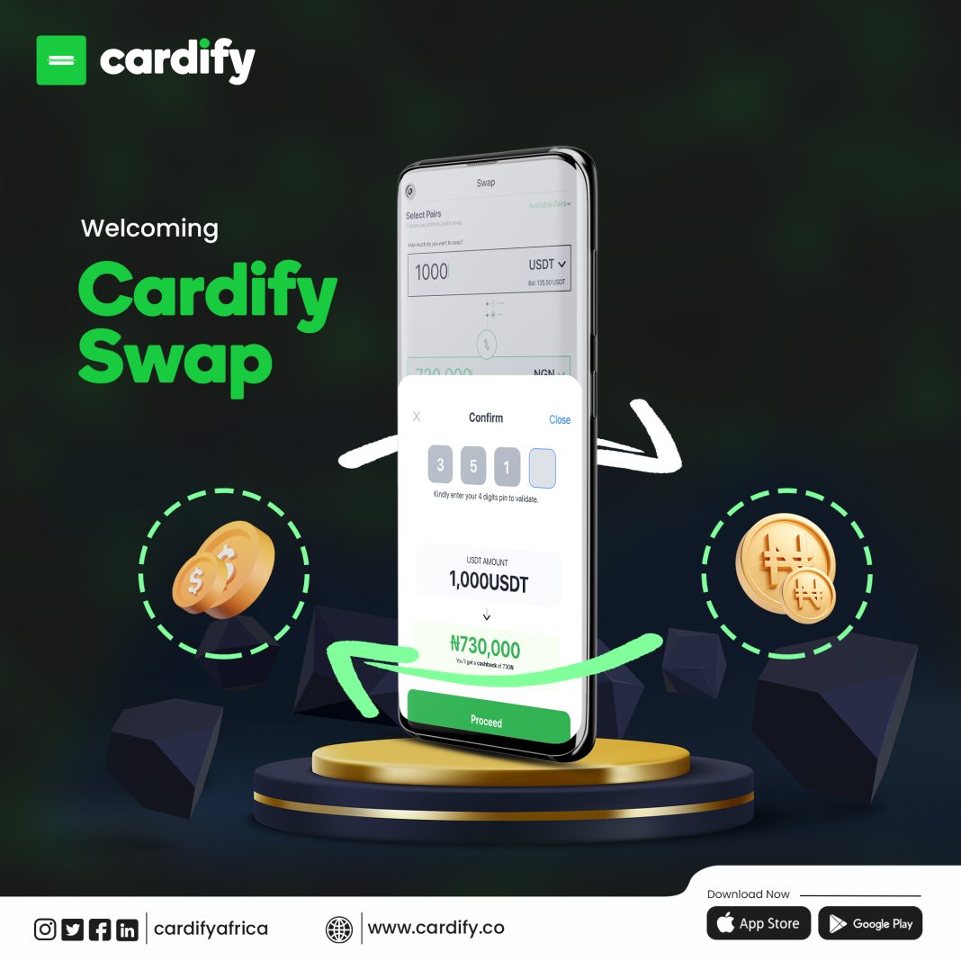 Swap USDT to NGN on Cardify